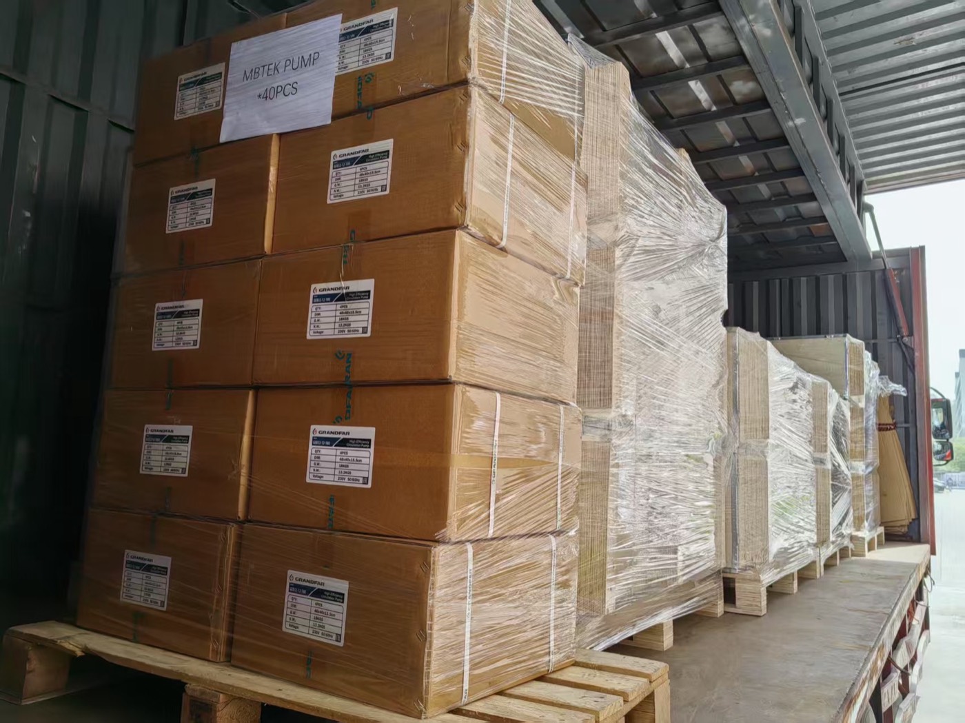 Cartons staged in a warehouse ready for loading