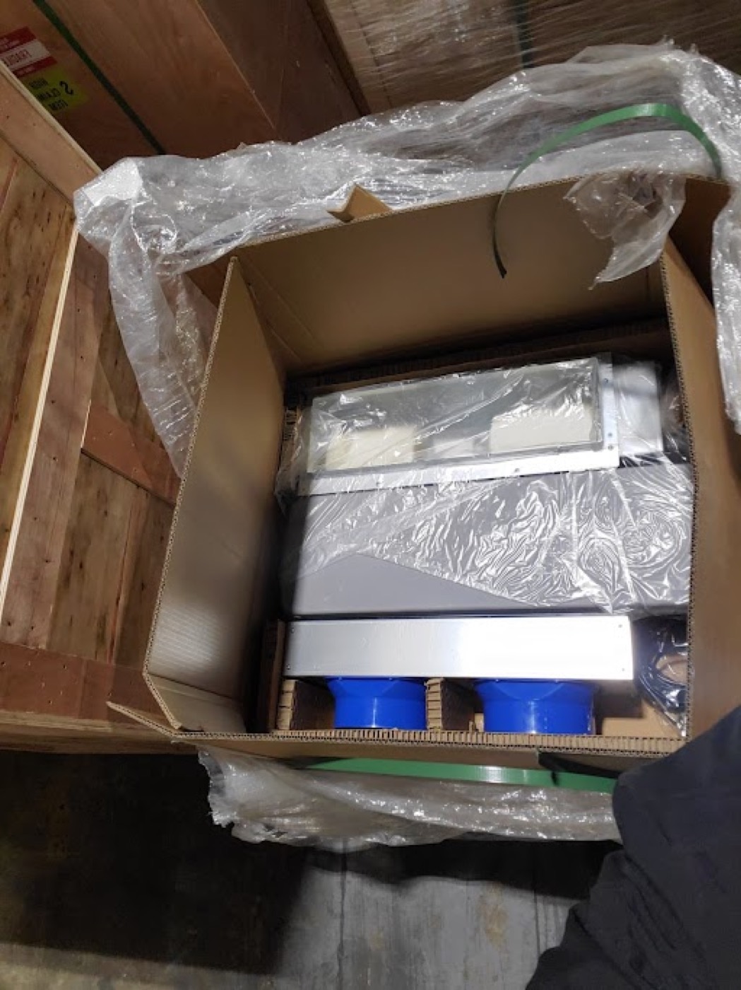 Product opened in its box for inspection