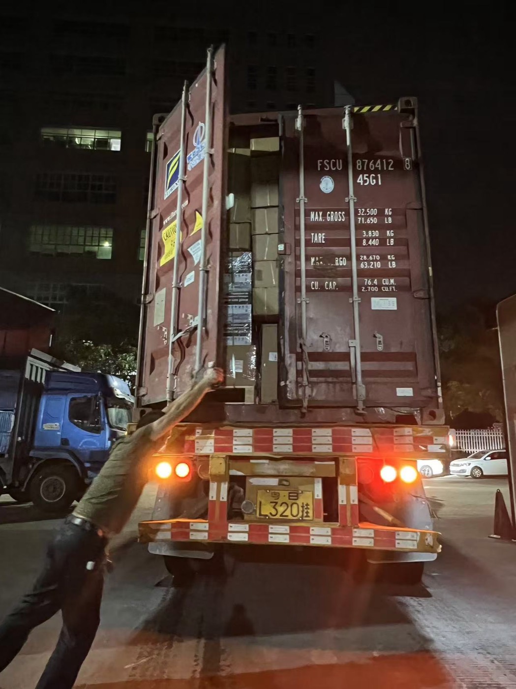 Container loading at night